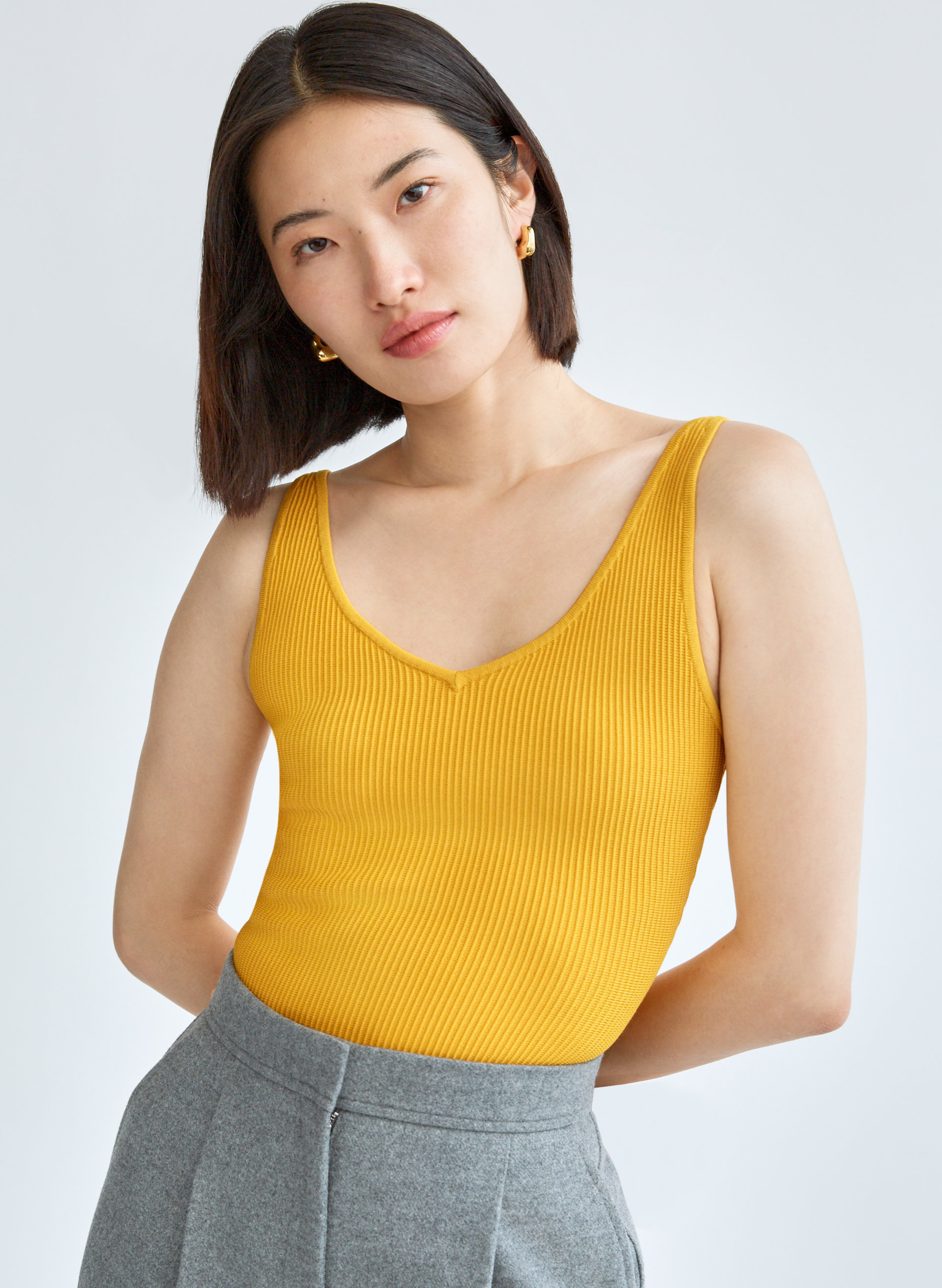 Sculpt Knit Double V Tank