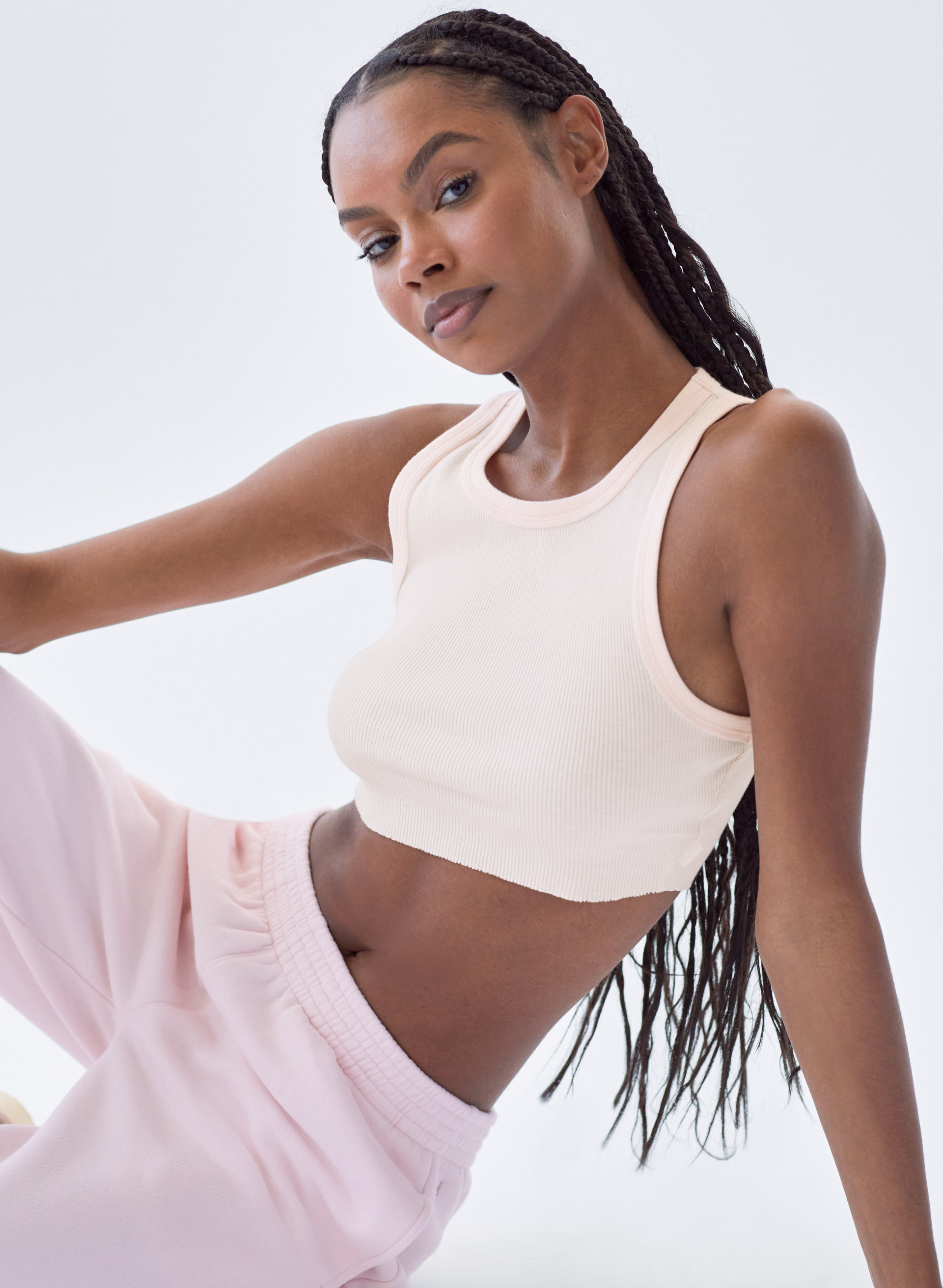 Ribbed Cropped Racer Tank