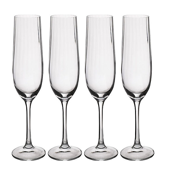 4 Mikasa Treviso Champagne Flutes 190ml