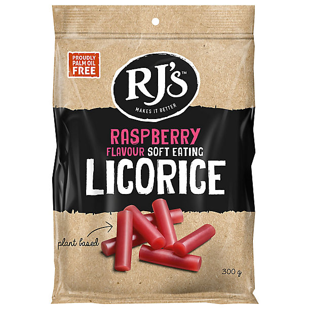 RJ's Soft Eating Natural Raspberry Liquorice 300g