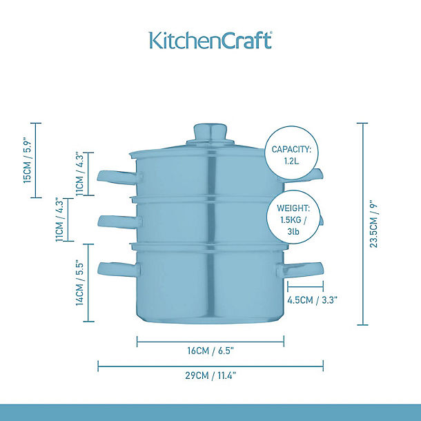 Three Tier Steamer 16cm Stainless Steel