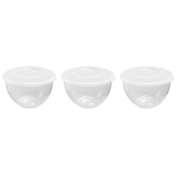 3 Plastic Lidded Pudding Basins 1.3L