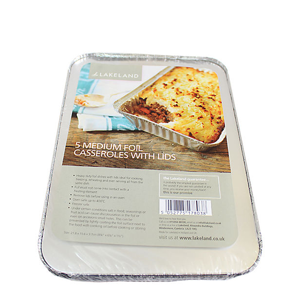 5 Foil Casserole Dishes with Lids 900ml