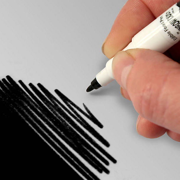 Rainbow Dust Double-Ended Edible Food Art Pen - Black
