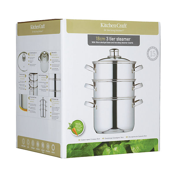 Three Tier Steamer 18cm Stainless Steel