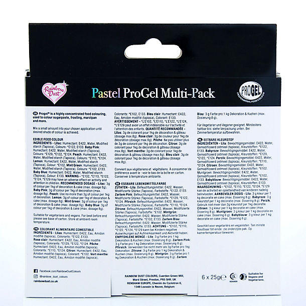 Rainbow Dust Renshaw ProGel Pastel Multipack 6 x 25g