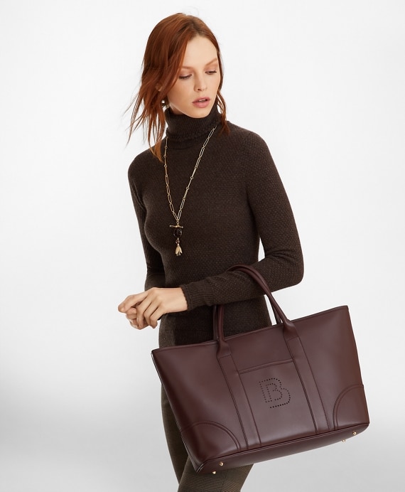 Logo-Embellished Leather Tote Bag