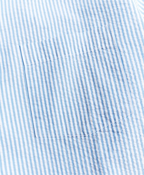 Regent Fitted Sport Shirt, Seersucker Camp Collar Short-Sleeve