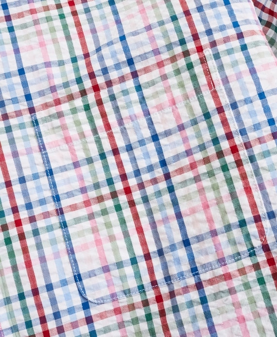 Regent Fitted Sport Shirt, Seersucker Short-Sleeve Multi-Check