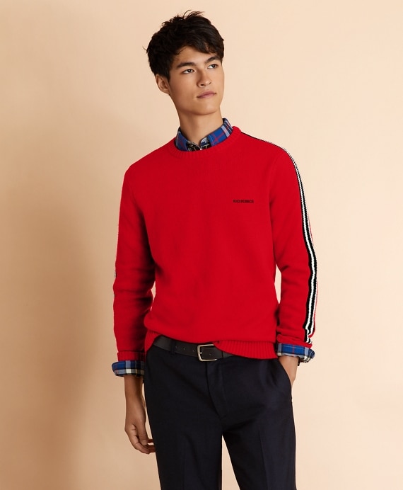 Striped Sleeve Crewneck Sweater