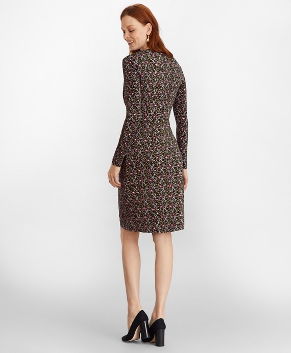 Violette-Print Jersey Faux Wrap Dress