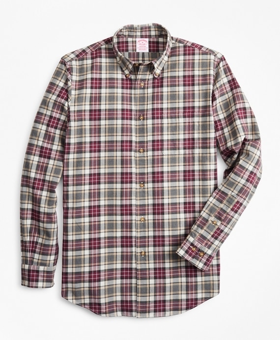Madison Fit Multi-Plaid Brushed Flannel Sport Shirt