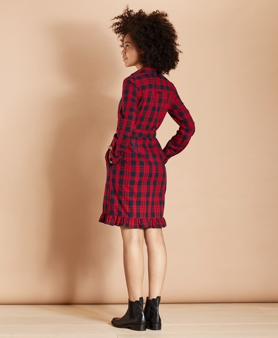 Plaid Cotton Brushed Twill Shirt Dress