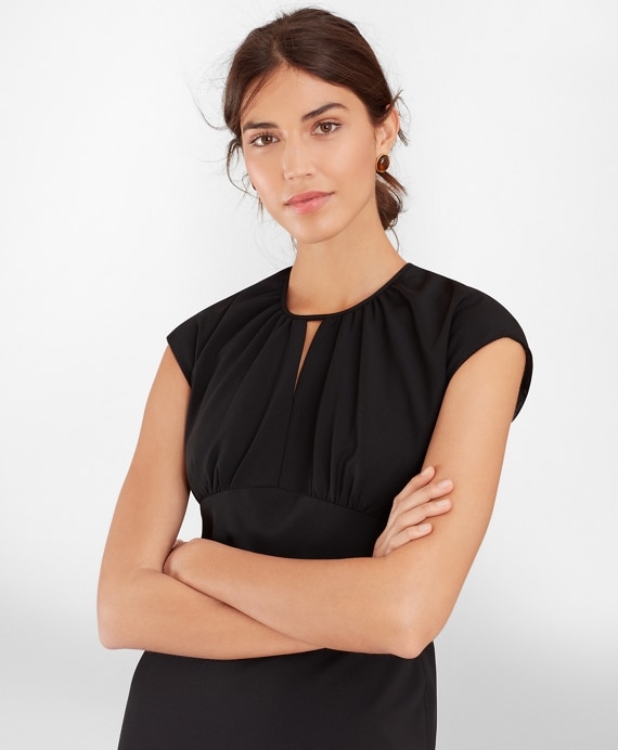 Stretch Wool Cap Sleeve Sheath Dress