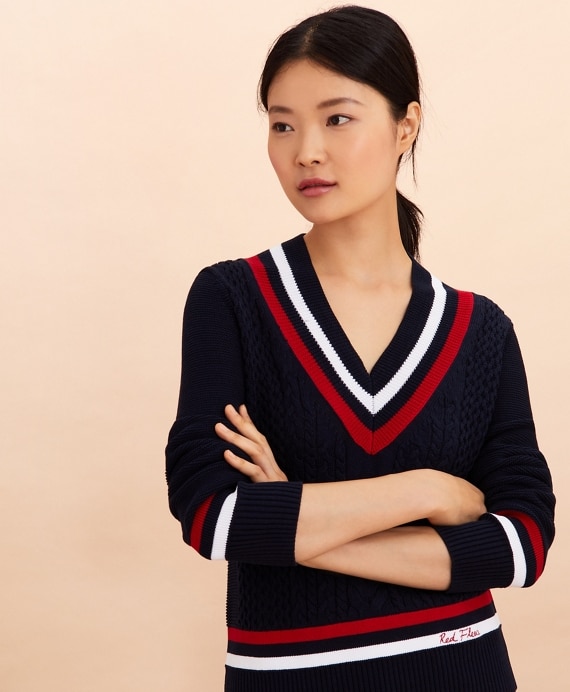 Logo-Embroidered Cotton Tennis Sweater