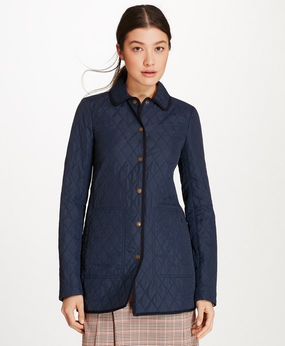 Water-Repellent Diamond-Quilted Car Coat