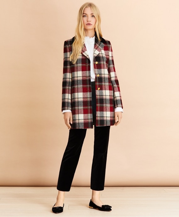 Plaid Wool Twill Long Jacket