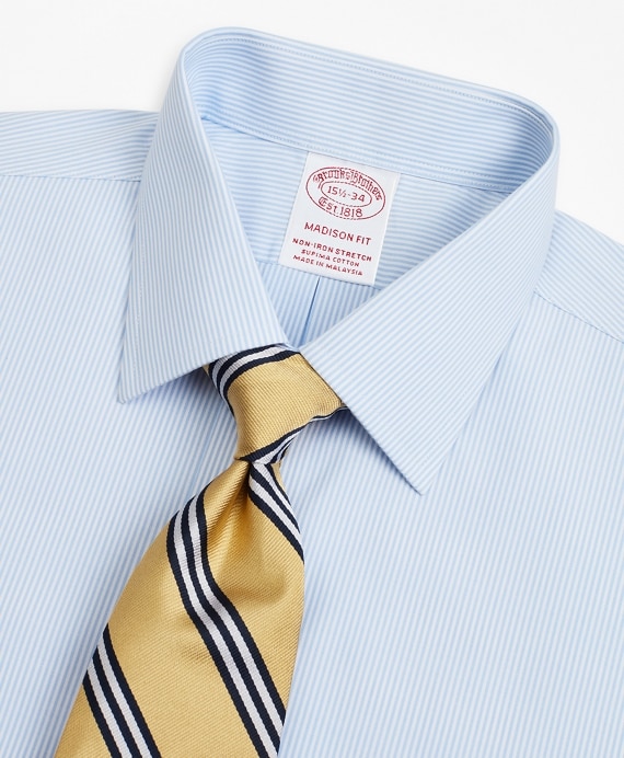 Stretch Madison Classic-Fit Dress Shirt, Non-Iron Poplin Ainsley Collar Fine Stripe