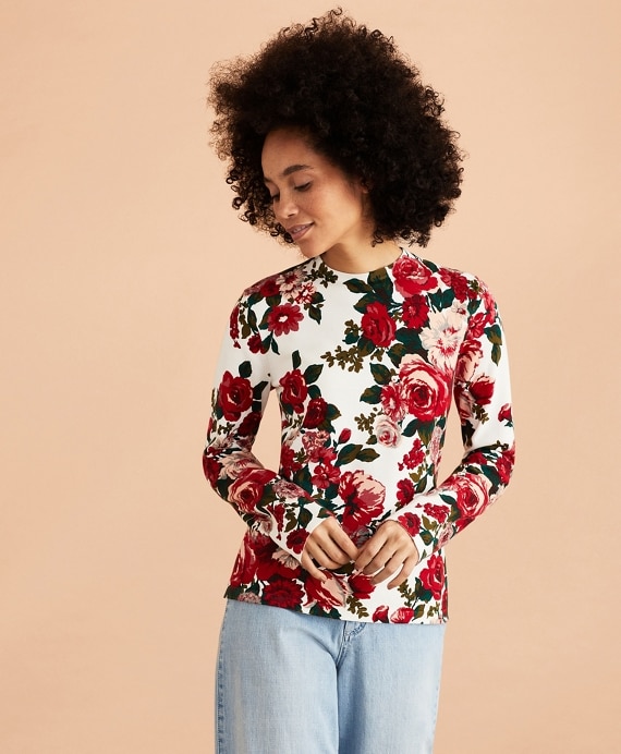 Floral-Print Cotton Sweater