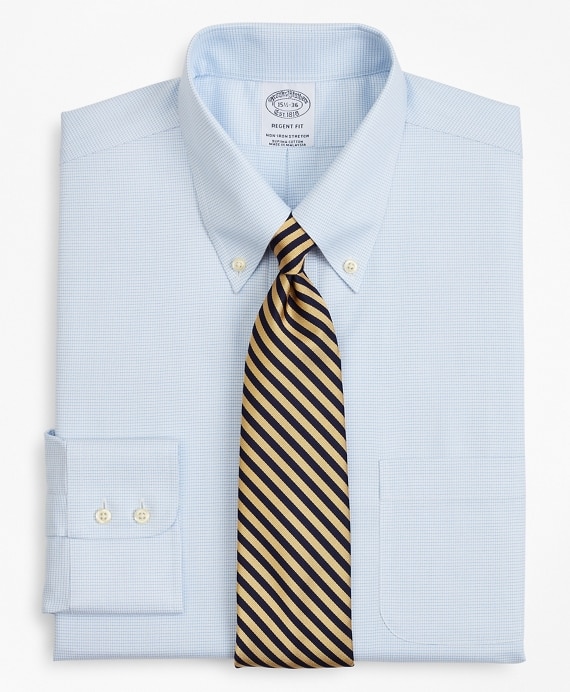 Stretch Regent Fitted Dress Shirt, Non-Iron Twill Button-Down Collar Micro-Check