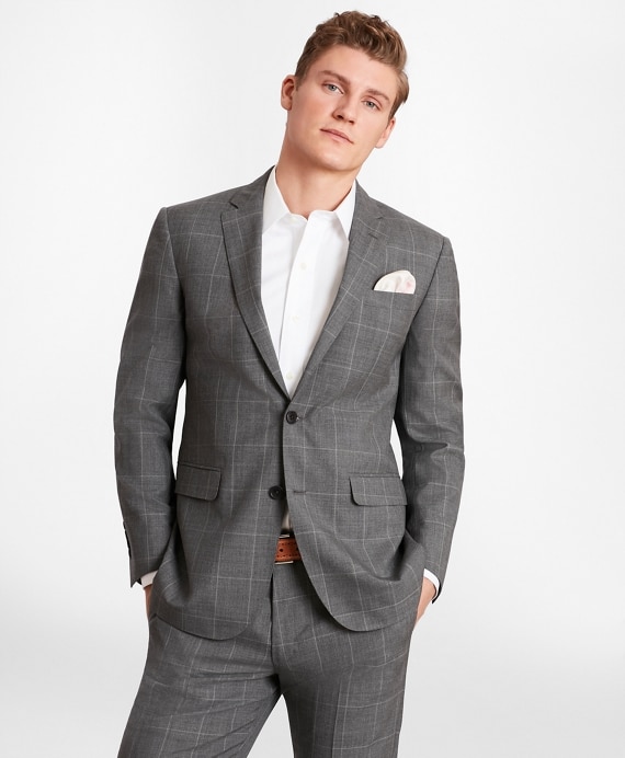 BrooksGate™ Milano-Fit Windowpane Wool Suit Jacket