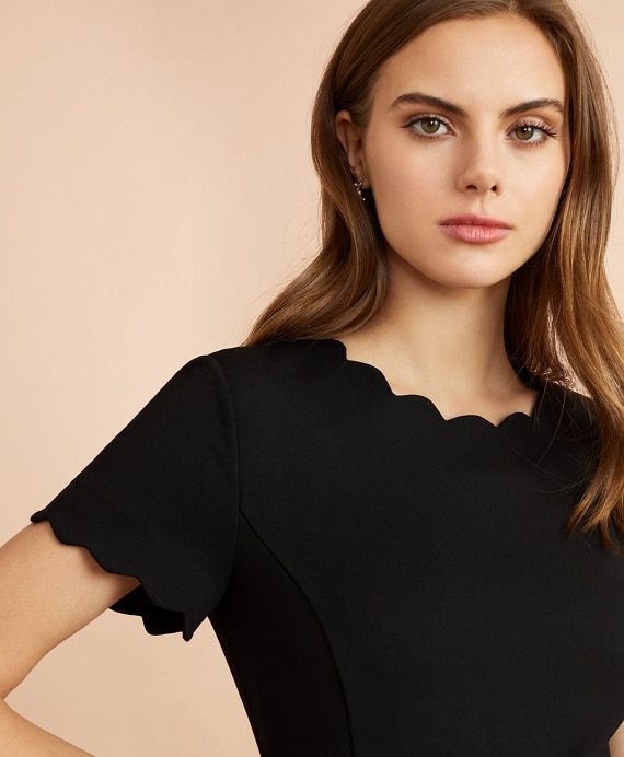 Ponte-Knit Scalloped Dress