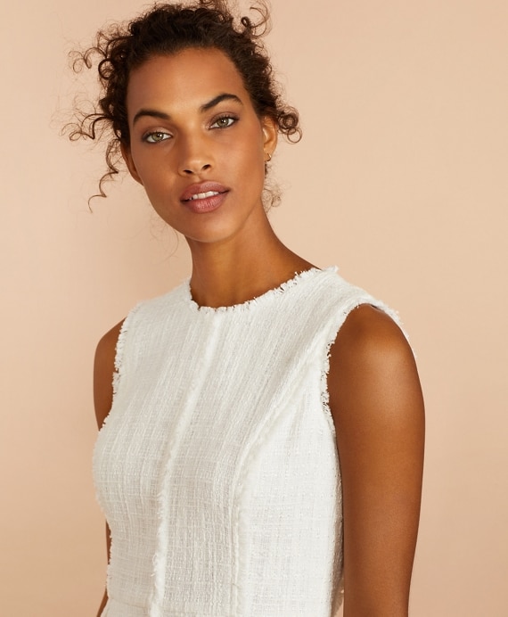 Fringe-Trimmed Boucle Dress