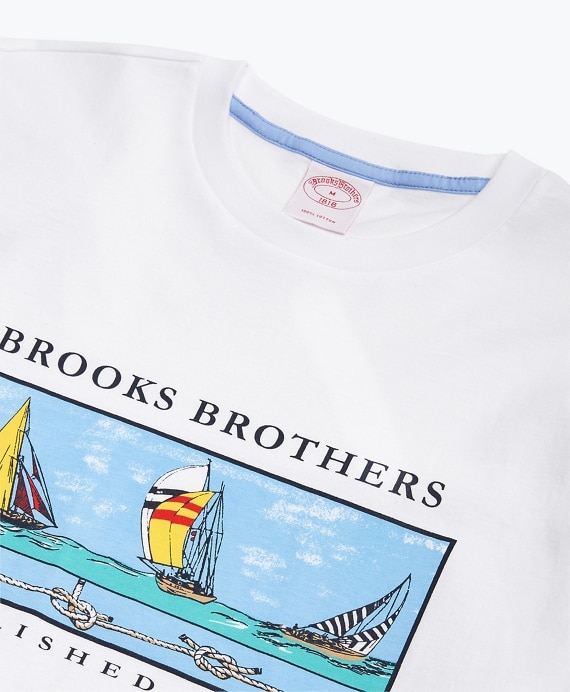 Boat-Print Cotton Jersey T-Shirt