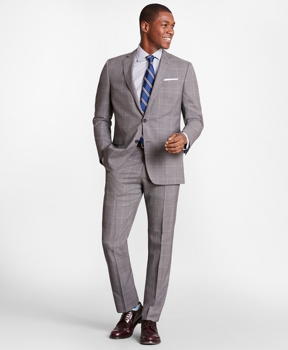 BrooksGate™ Regent-Fit Windowpane Wool Suit Jacket