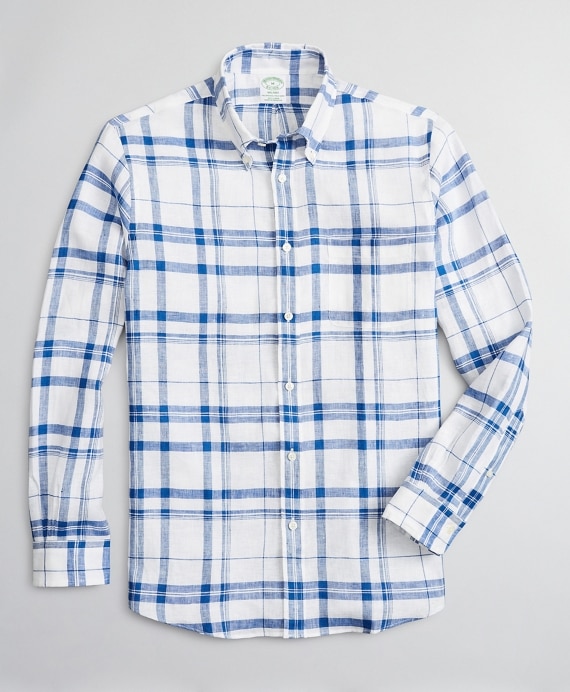 Milano Slim-Fit Sport Shirt, Irish Linen Plaid