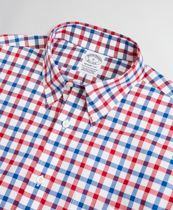 Stretch Regent Fitted Sport Shirt, Non-Iron Large Windowpane