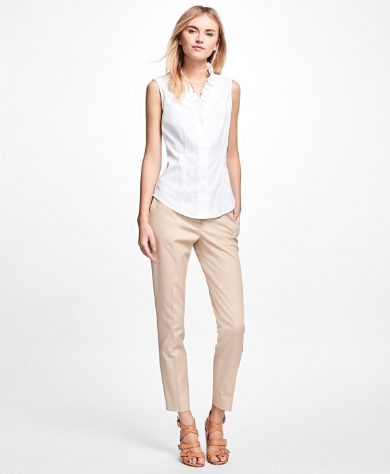 Non-Iron Sleeveless Ruffled Blouse