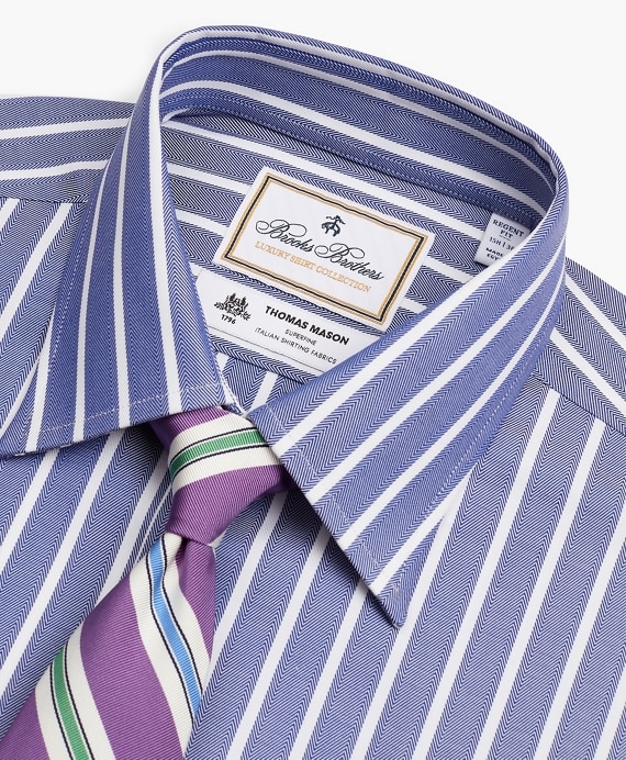 Luxury Collection Regent Fitted Dress Shirt, Franklin Spread Collar Herringbone Wide Stripe