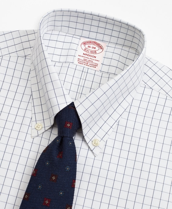 Stretch Madison Classic-Fit Dress Shirt, Non-Iron Windowpane