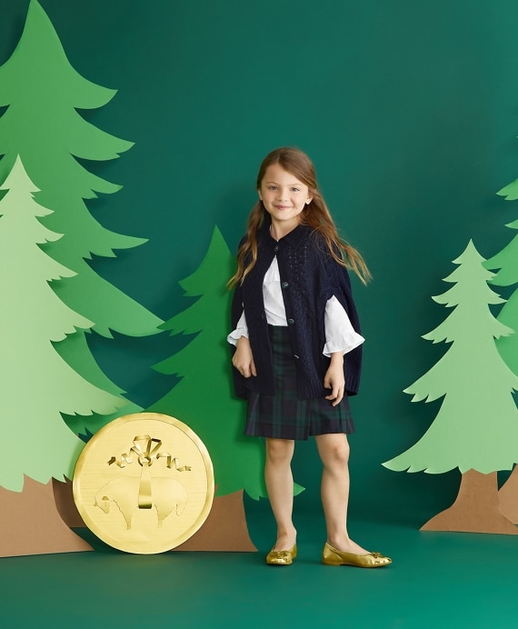 Girls Cable-Knit Poncho