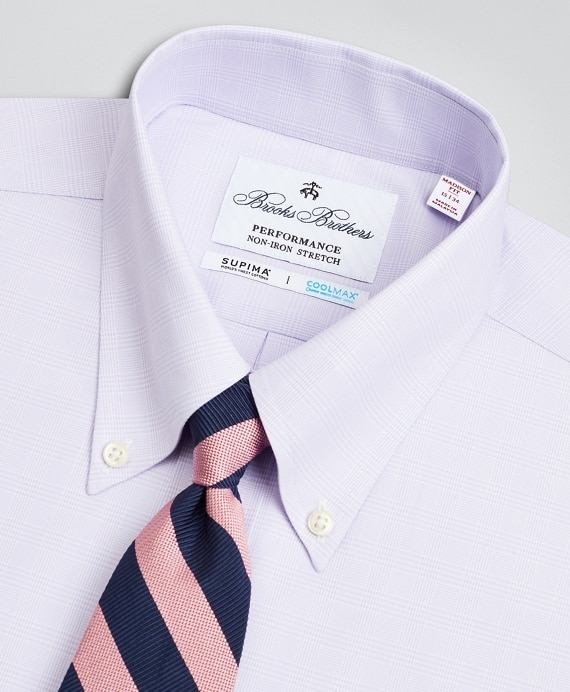 Madison Classic-Fit Dress Shirt, Performance Non-Iron with COOLMAX®, Button-Down Collar Twill Check