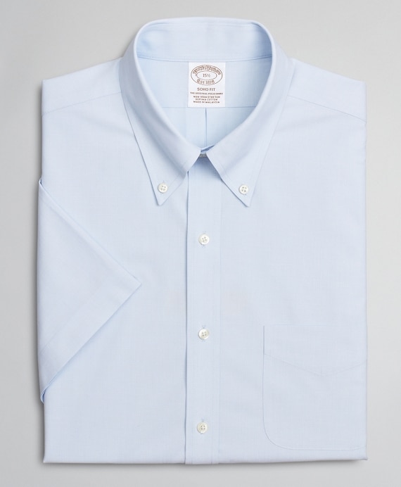 Stretch Soho Extra-Slim-Fit Dress Shirt, Non-Iron Poplin End-on-End Short-Sleeve