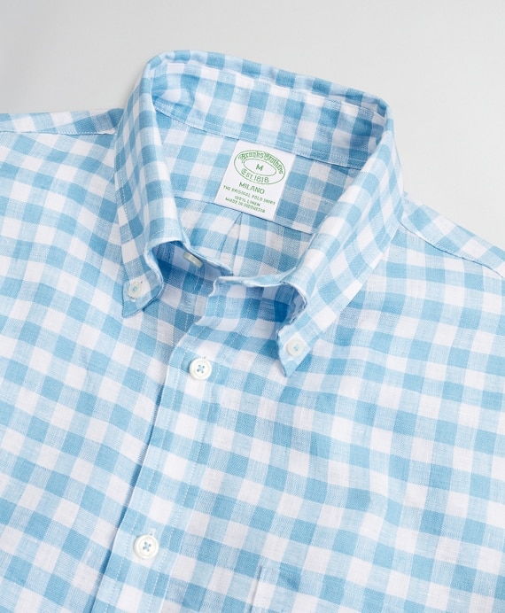Milano Slim-Fit Sport Shirt, Irish Linen Gingham