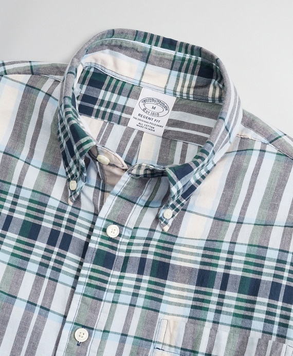 Regent Fitted Sport Shirt, Pink Madras Short-Sleeve