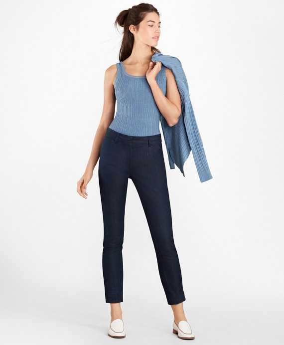 Metallic Rib-Knit Shell