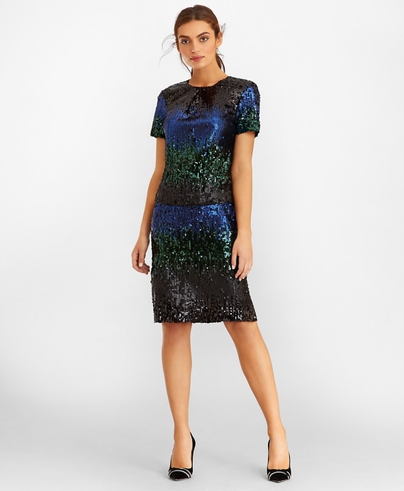 Ombre Sequin Shift Dress