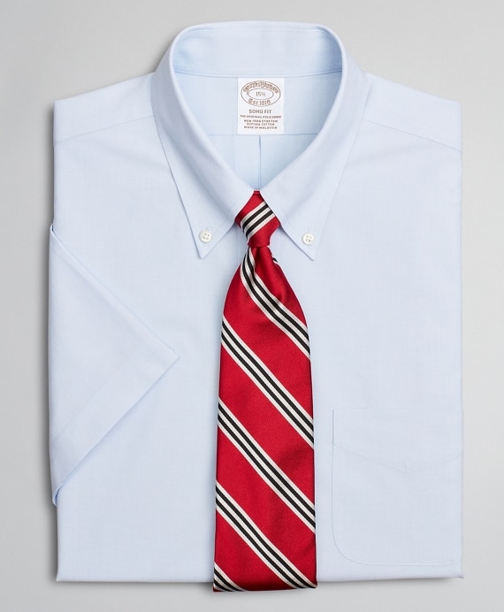 Stretch Soho Extra-Slim-Fit Dress Shirt, Non-Iron Poplin End-on-End Short-Sleeve