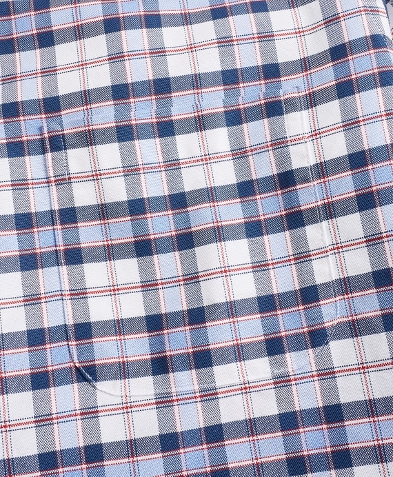 Regent Fit Oxford Blue and Red Plaid Sport Shirt