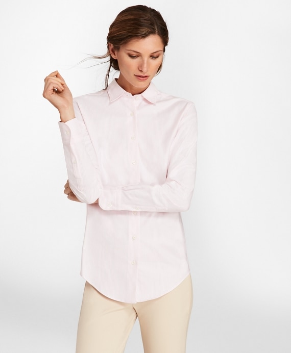 Classic-Fit Supima® Cotton Oxford Stripe Forward-Point Shirt