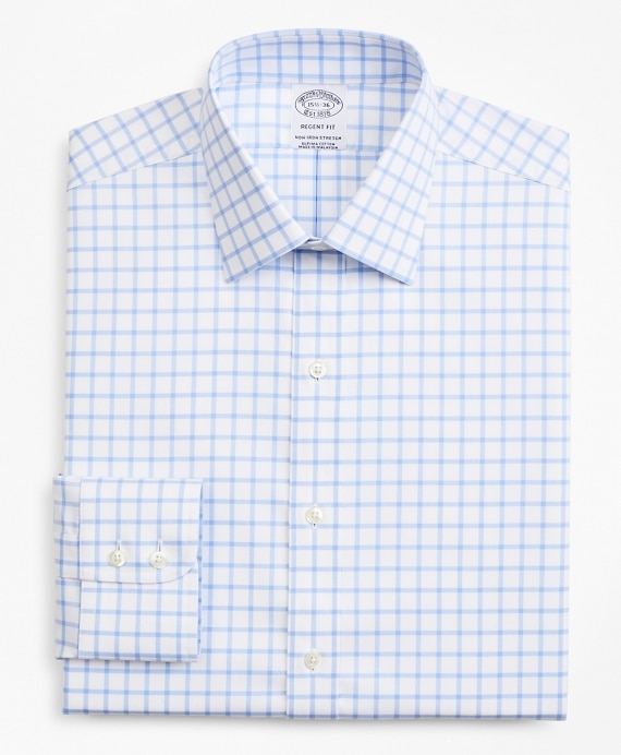 Stretch Regent Fitted Dress Shirt, Non-Iron Twill Ainsley Collar Grid Check