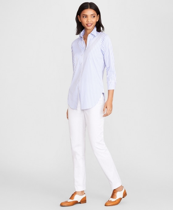 Classic-Fit Striped Stretch Cotton Sateen Dobby Luxury Shirt