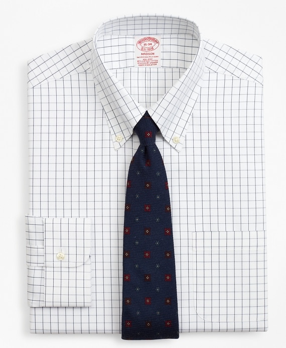 Stretch Madison Classic-Fit Dress Shirt, Non-Iron Windowpane