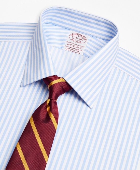Stretch Madison Classic-Fit Dress Shirt, Non-Iron Twill Ainsley Collar French Cuff Bold Stripe