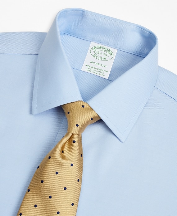 Stretch Milano Slim-Fit Dress Shirt, Non-Iron Twill Ainsley Collar