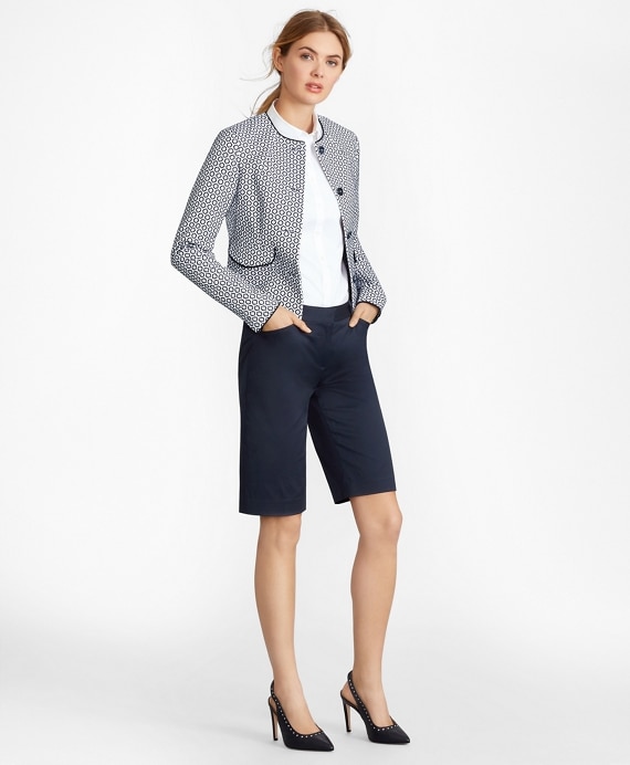 Petite Floral Jacquard Cropped Jacket